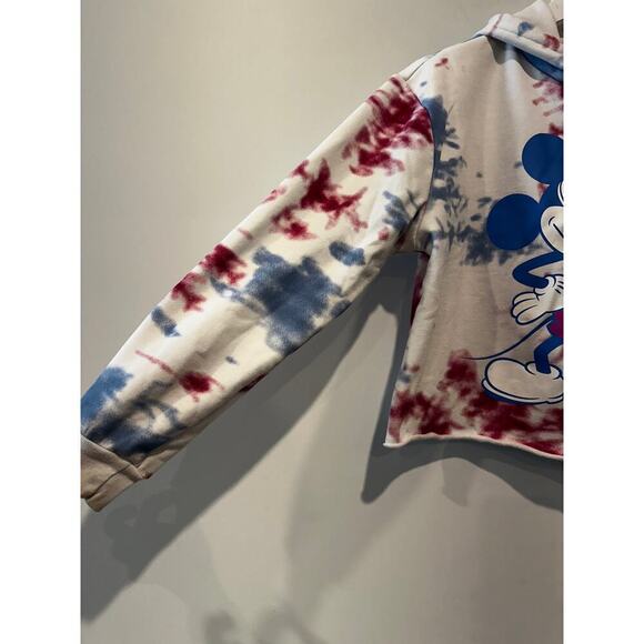 Disney Size Small Tie Dye Red Blue Mickey Mouse Cropped Hoodie Collector - Picture 4 of 11